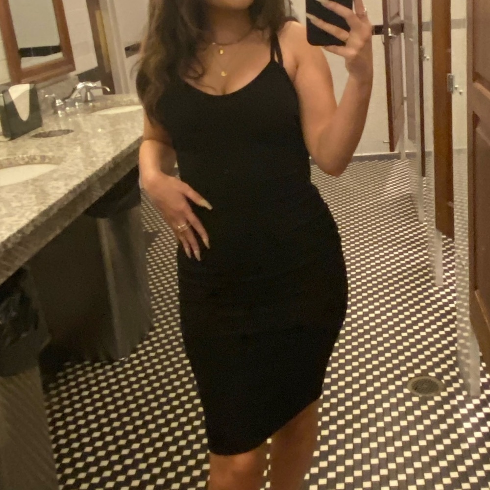 PLT Black Bodycon Midi Dress